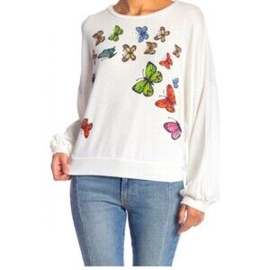 NWT GO Couture SOFT Off White Drop Balloon Sleeve Cropped Style Sweater Size XL